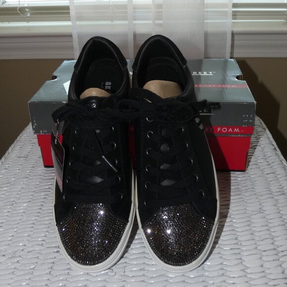 NEW Skechers Women's Goldie-Glitchy Black Rhinestone Toe Lace Up Sneaker 6.5 - Picture 5 of 7